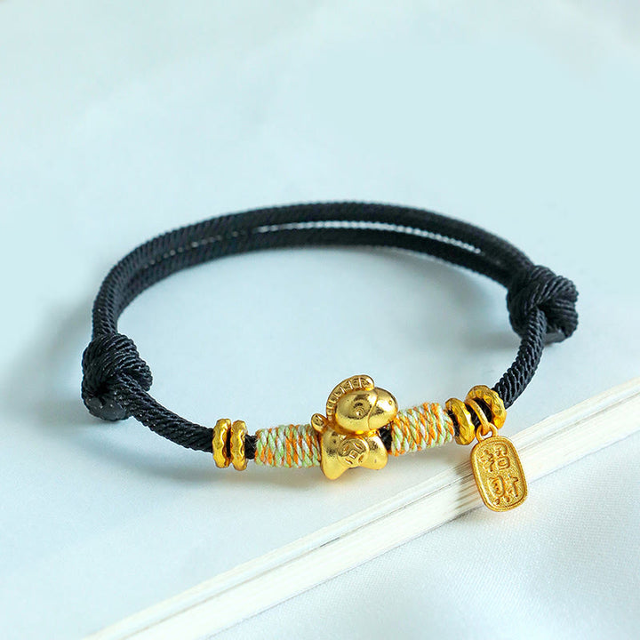 Bracelet porte-bonheur tressé Buddha Stones Année du Cheval, cordon rouge et cordon noir - image 13