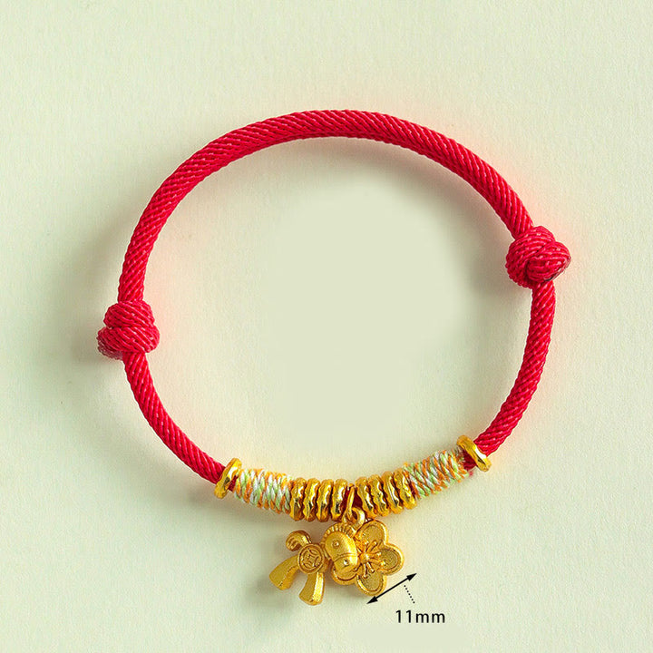 Bracelet fait main avec breloque fleur et Buddha Stones, année du Cheval, fil rouge. - image 3