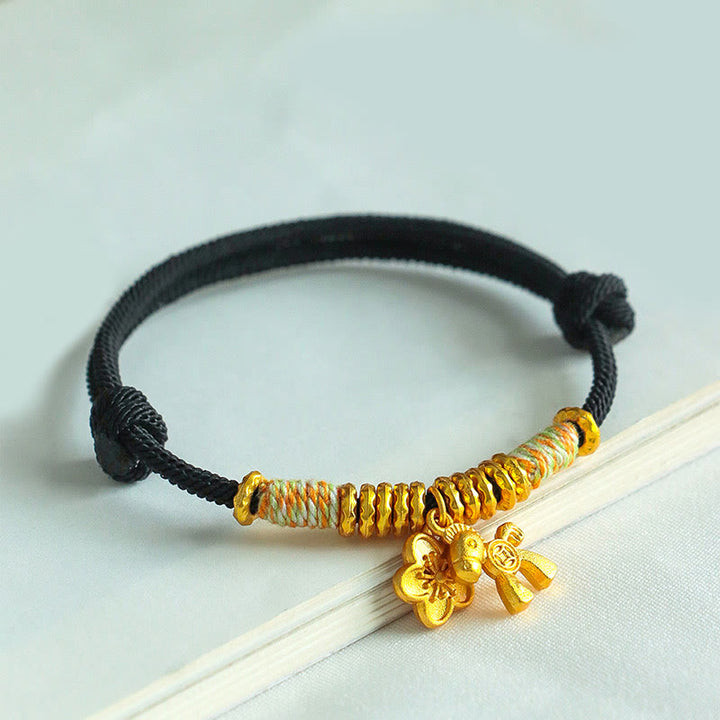 Bracelet fait main avec breloque fleur et Buddha Stones, année du Cheval, fil rouge. - image 13