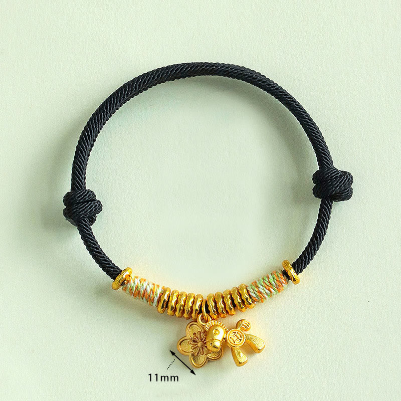 Bracelet fait main avec breloque fleur et Buddha Stones, année du Cheval, fil rouge. - image 14