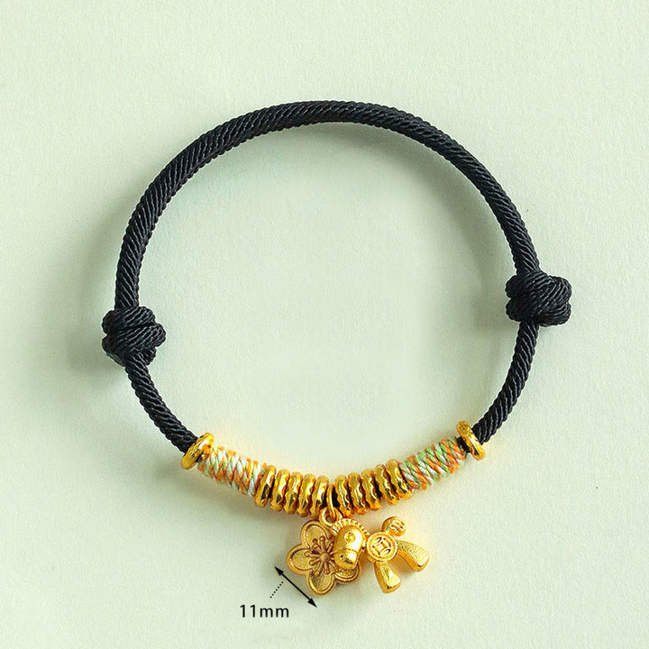 Bracelet fait main avec breloque fleur et Buddha Stones, année du Cheval, fil rouge. - image 14