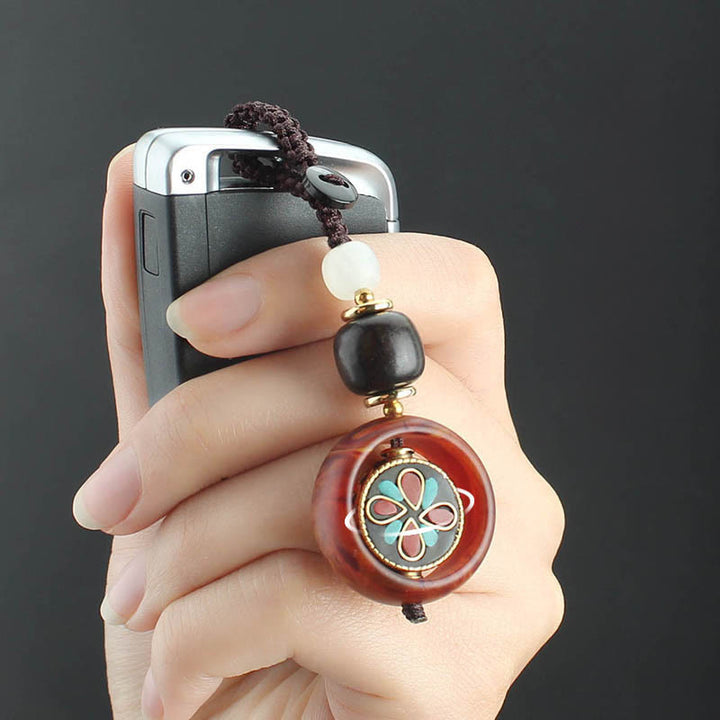 Buddha Stones, bois d'ébène, trèfle à quatre feuilles sanskrit, œil de Bouddha, porte-clés rotatif de paix - image 10