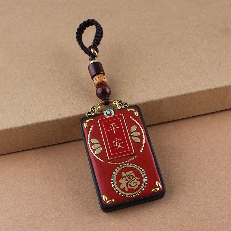 Buddha Stones Fleur d'ébène Poisson Koi Bouton Porte-clés Corde - Corde à boutons marron - Personnage Fu - image 6