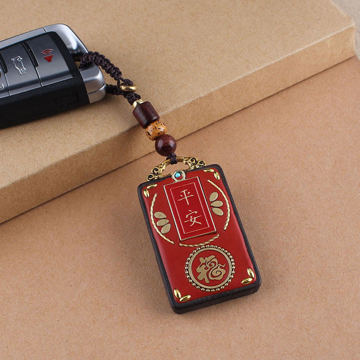 Buddha Stones Fleur d'ébène Poisson Koi Bouton Porte-clés Corde - image 8