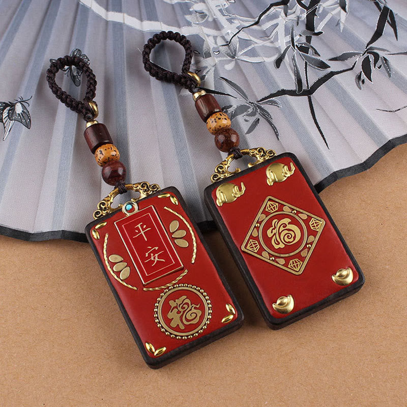 Buddha Stones Fleur d'ébène Poisson Koi Bouton Porte-clés Corde - image 10