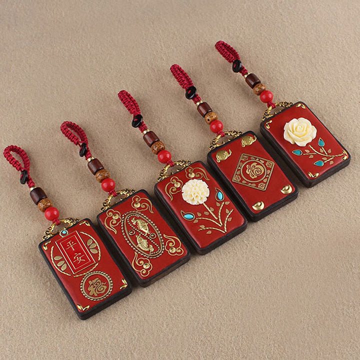 Buddha Stones Fleur d'ébène Poisson Koi Bouton Porte-clés Corde - image 20