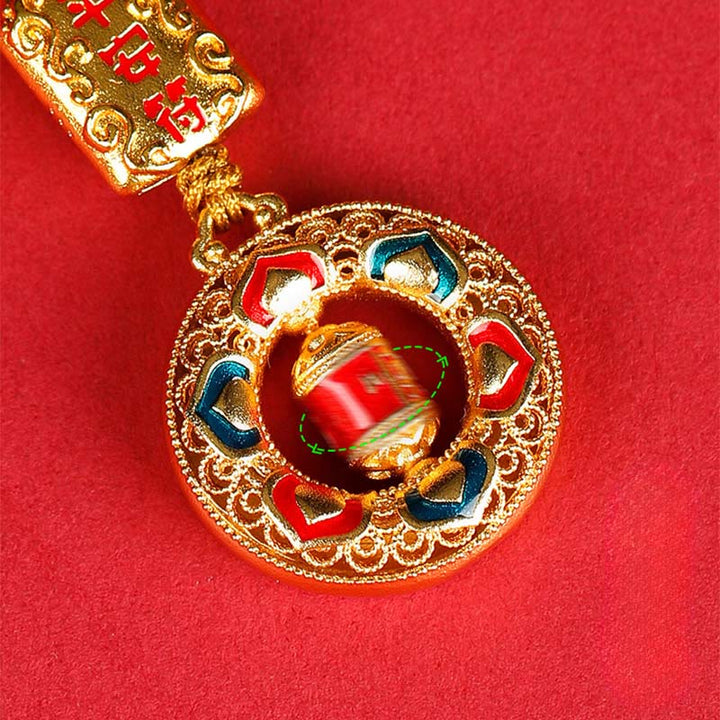 Moulin à prières en cuivre avec Buddha Stones, cinq directions, dieux de la richesse, porte-clés rotatif - image 7