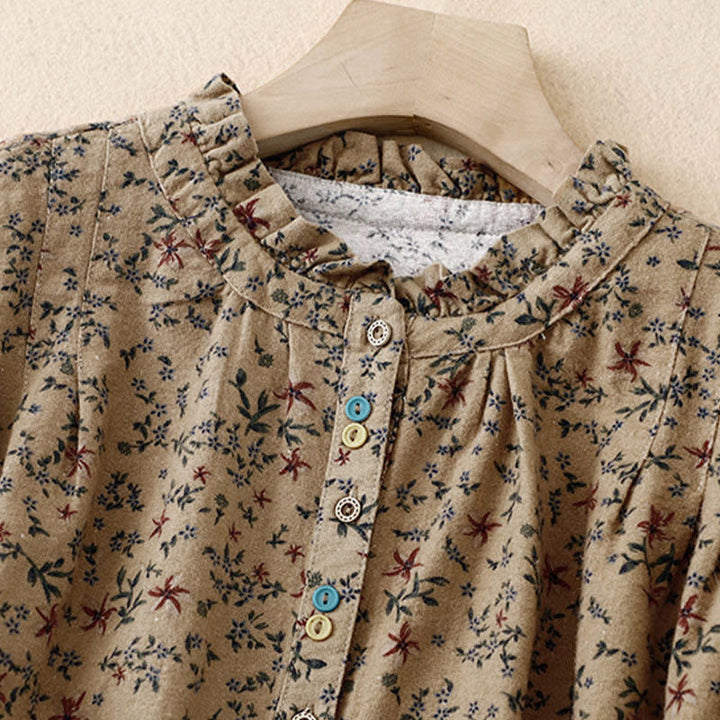 Chemise à manches longues en coton pour femme, imprimé floral automnal Buddha Stones - image 18