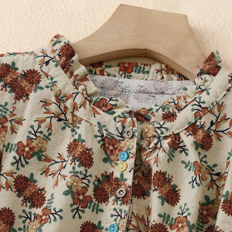 Chemise à manches longues en coton pour femme, imprimé floral automnal Buddha Stones - image 2