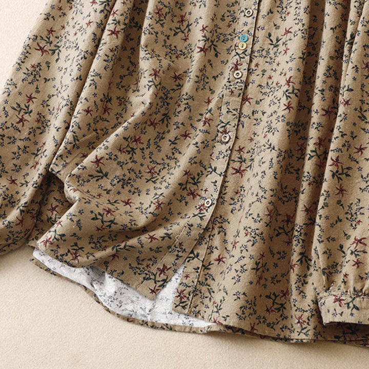 Chemise à manches longues en coton pour femme, imprimé floral automnal Buddha Stones - image 21