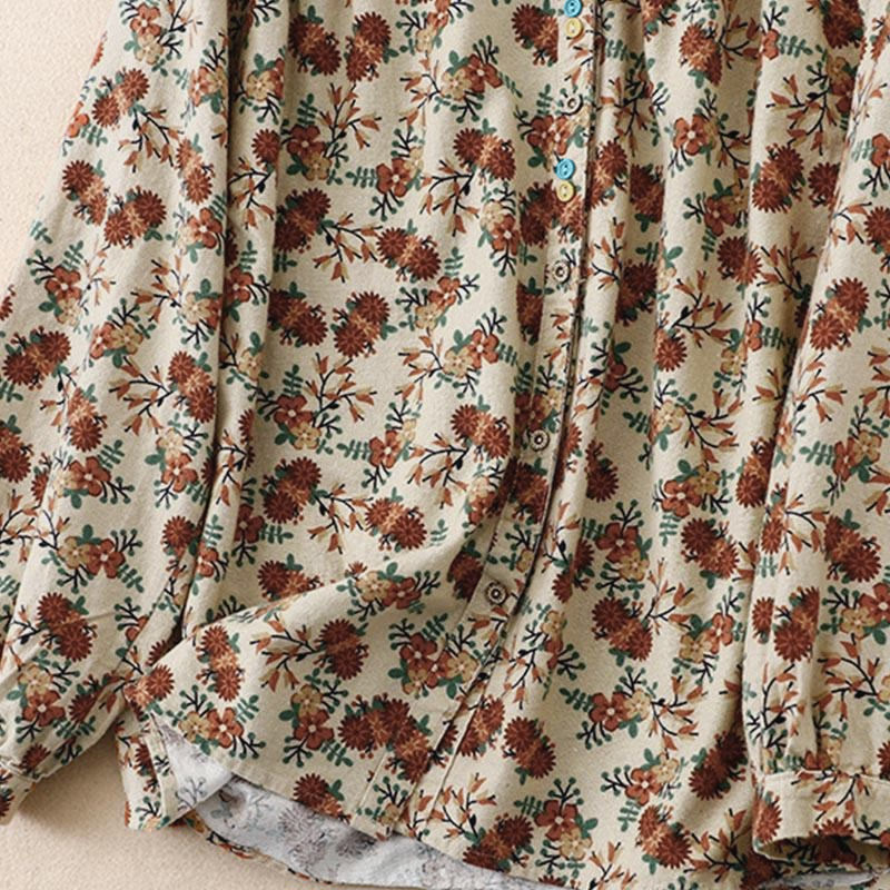 Chemise à manches longues en coton pour femme, imprimé floral automnal Buddha Stones - image 3