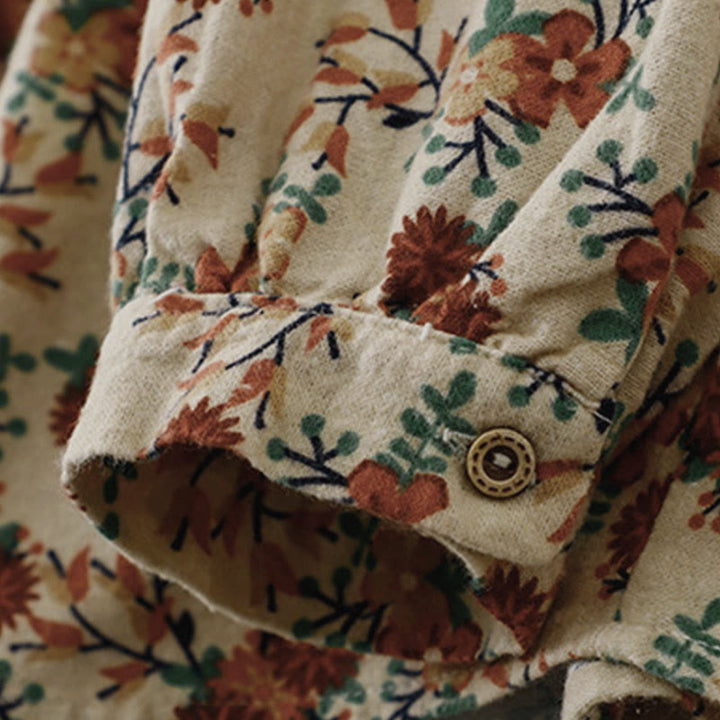 Chemise à manches longues en coton pour femme, imprimé floral automnal Buddha Stones - image 5