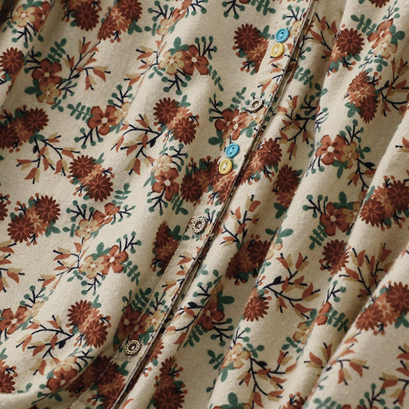 Chemise à manches longues en coton pour femme, imprimé floral automnal Buddha Stones - image 4