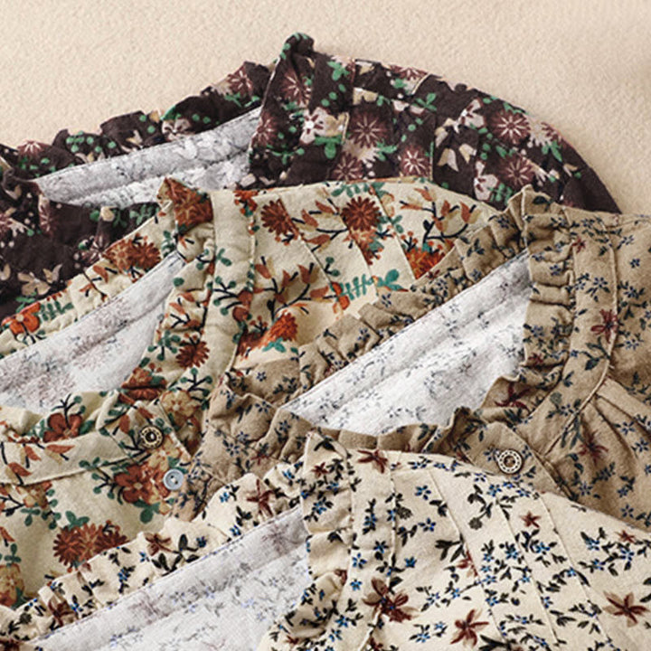 Chemise à manches longues en coton pour femme, imprimé floral automnal Buddha Stones - image 30