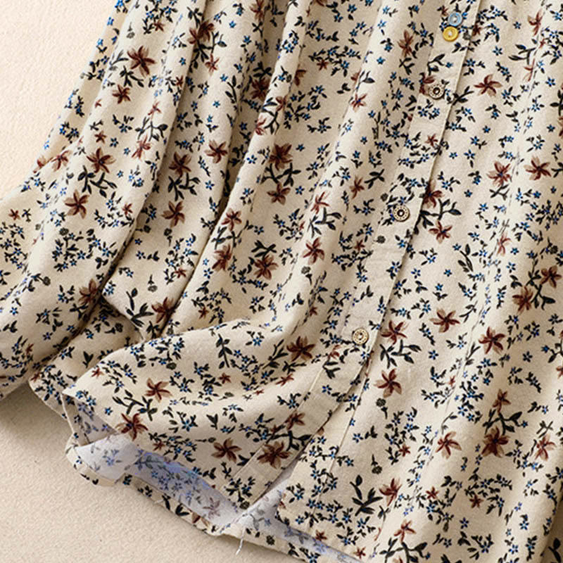 Chemise à manches longues en coton pour femme, imprimé floral automnal Buddha Stones - image 11