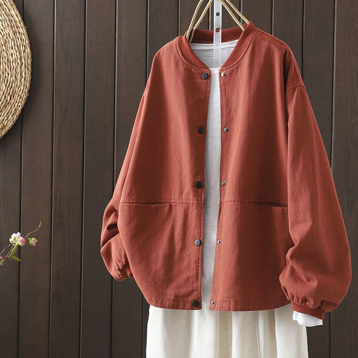 Veste d'extérieur à manches longues pour femme, motif Buddha Stones, avec poches et boutons - Tomate - US14，UK/AU18，EU46 (2XL) - image 0
