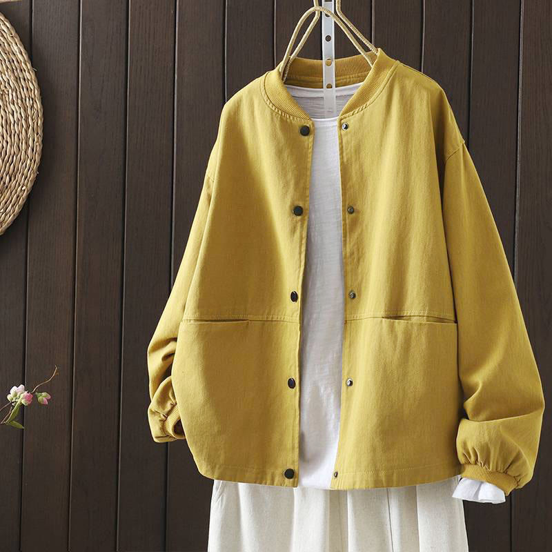 Veste d'extérieur à manches longues pour femme, motif Buddha Stones, avec poches et boutons - Jaune - US14，UK/AU18，EU46 (2XL) - image 7