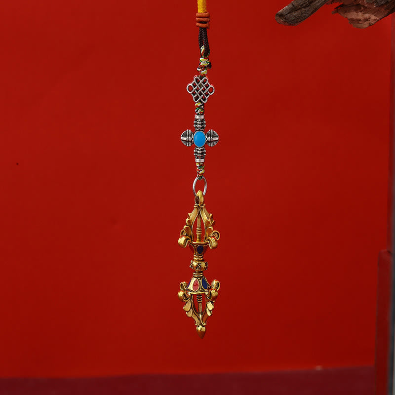 Buddha Stones Vajra Corde d'Éveil Porte-clés - Or antique - image 0