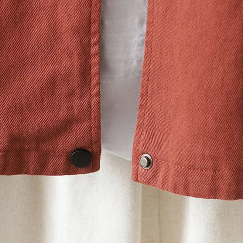 Veste d'extérieur en coton à manches longues et poches , Buddha Stones, automne, boutonnée. - image 4