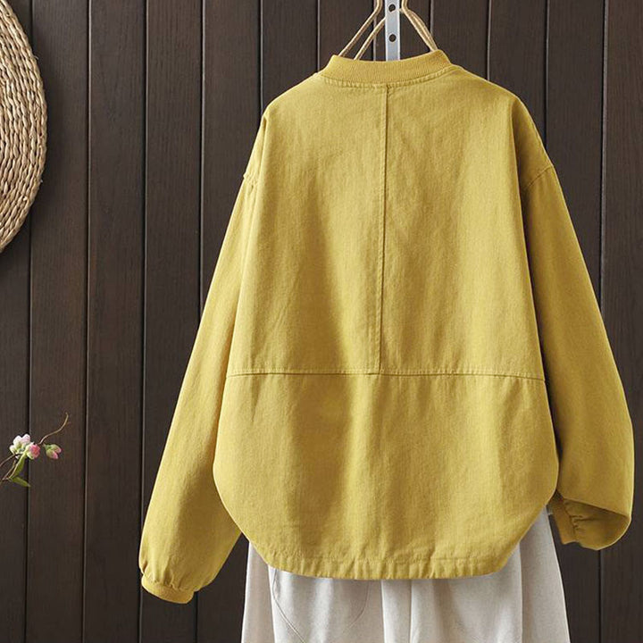 Veste d'extérieur en coton à manches longues et poches , Buddha Stones, automne, boutonnée. - image 8