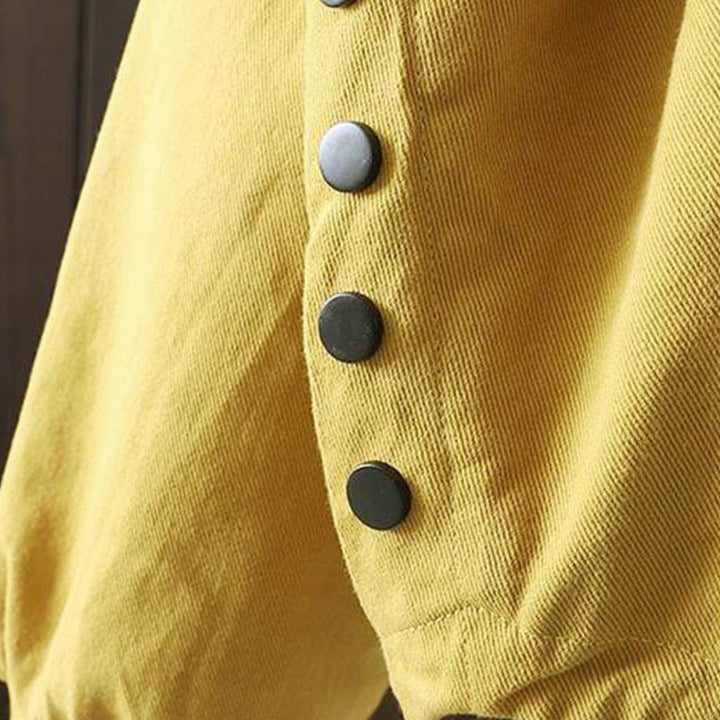 Veste d'extérieur en coton à manches longues et poches , Buddha Stones, automne, boutonnée. - image 14