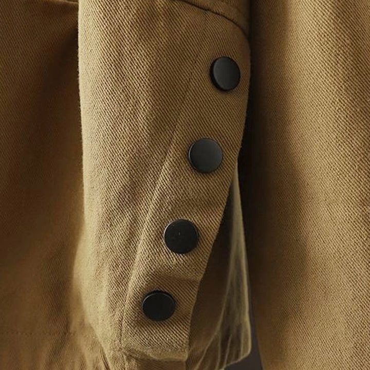 Veste d'extérieur en coton à manches longues et poches , Buddha Stones, automne, boutonnée. - image 23