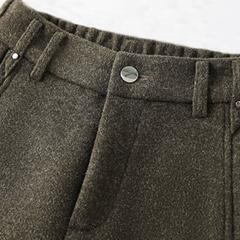 Pantalon large pour femme en coton épais et laine, orné de boutons et de Buddha Stones , avec poches - image 2