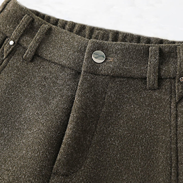 Pantalon large pour femme en coton épais et laine, orné de boutons et de Buddha Stones , avec poches - image 2