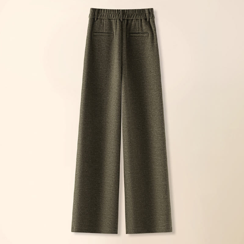Pantalon large pour femme en coton épais et laine, orné de boutons et de Buddha Stones , avec poches - image 1