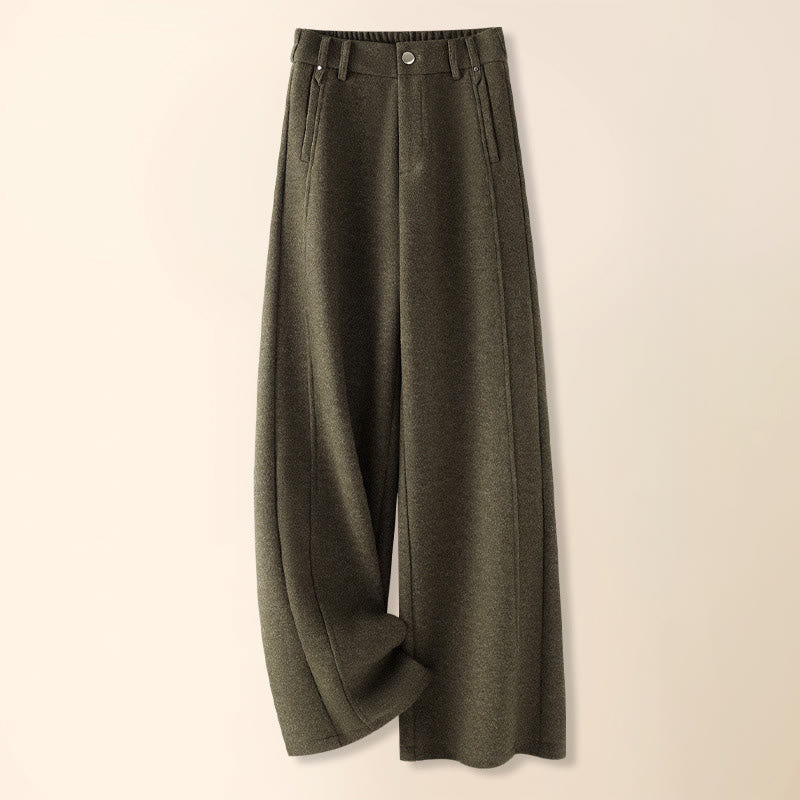 Pantalon large pour femme en coton épais et laine, orné de boutons et de Buddha Stones , avec poches - Gris ardoise foncé - US12，UK/AU16，EU44 (3XL) - image 0
