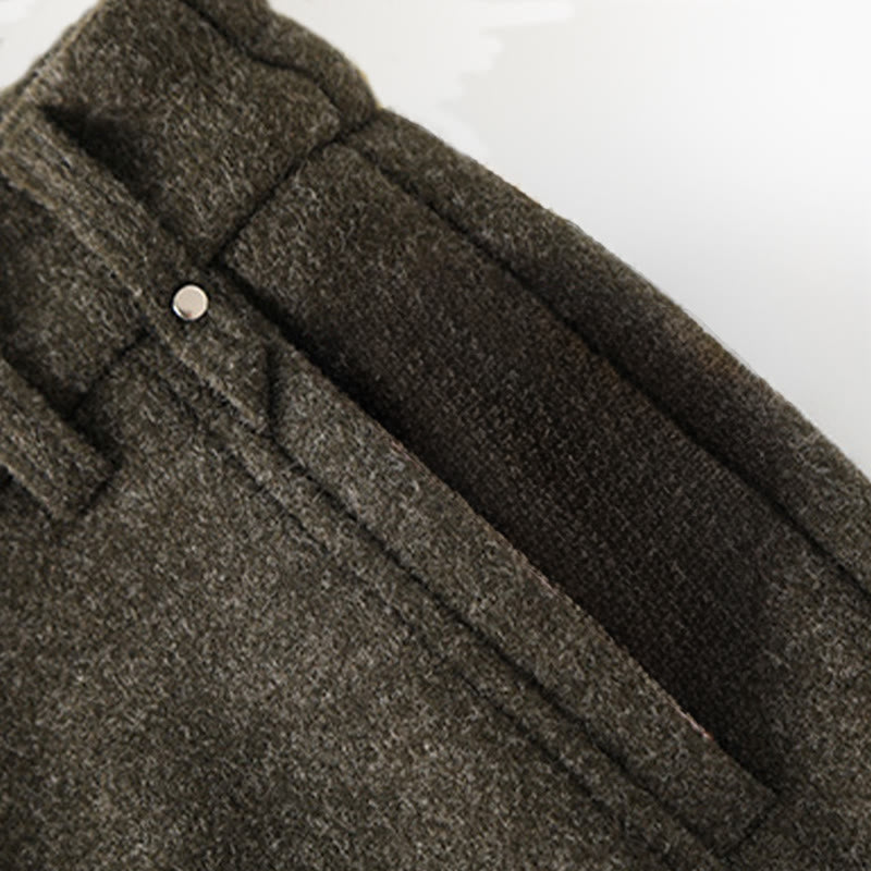 Pantalon large pour femme en coton épais et laine, orné de boutons et de Buddha Stones , avec poches - image 3