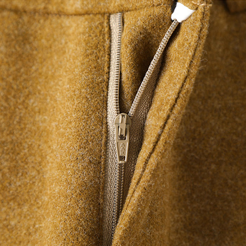 Pantalon large pour femme en coton épais et laine, orné de boutons et de Buddha Stones , avec poches - image 7