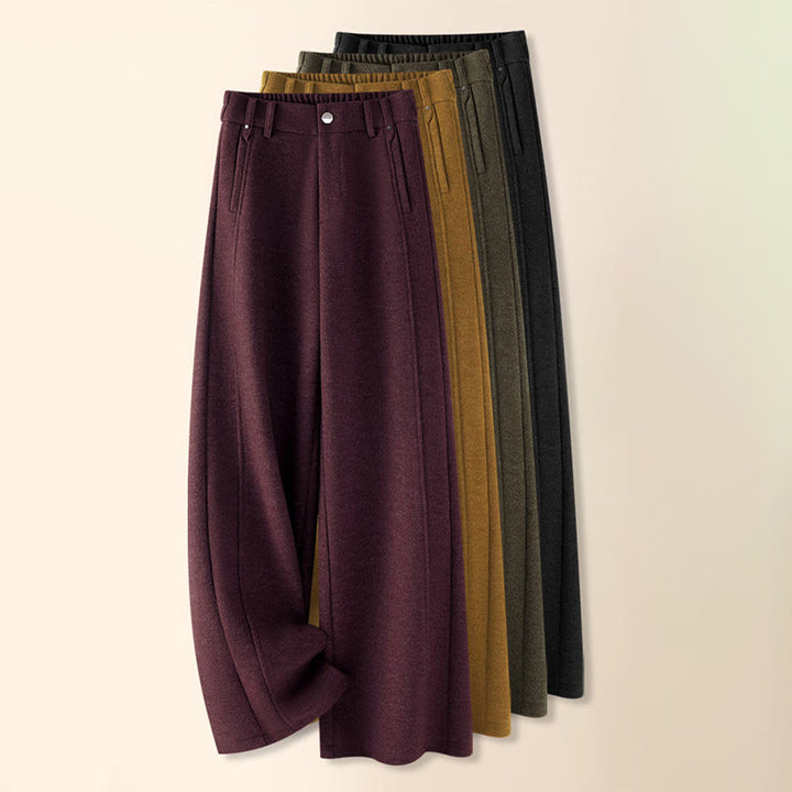 Pantalon large pour femme en coton épais et laine, orné de boutons et de Buddha Stones , avec poches - image 16