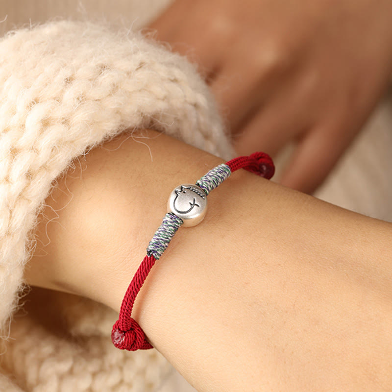 Bracelet porte-bonheur tressé en argent sterling 999 Buddha Stones , année du Cheval (signe du zodiaque chinois). - image 7