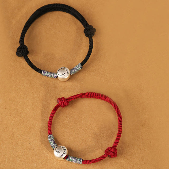 Bracelet porte-bonheur tressé en argent sterling 999 Buddha Stones , année du Cheval (signe du zodiaque chinois). - image 57