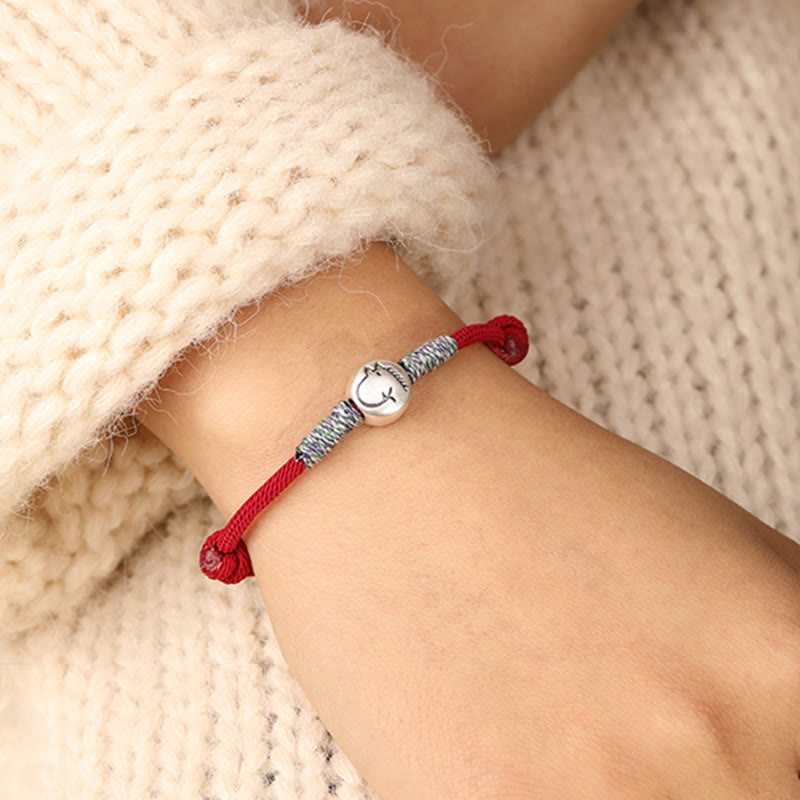 Bracelet porte-bonheur tressé en argent sterling 999 Buddha Stones , année du Cheval (signe du zodiaque chinois). - image 8