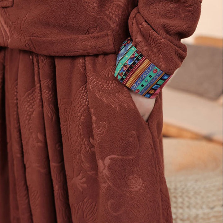 Ensemble veste et pantalon en coton à manches longues et boutons, motif dragon et grenouille, pour homme, automne-hiver 2 pièces, Buddha Stones - image 20