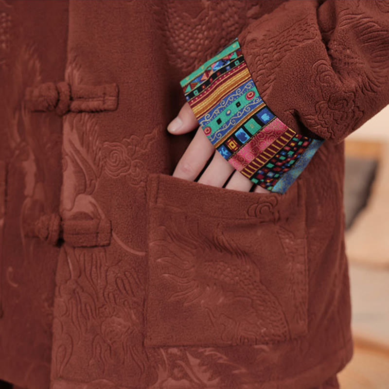 Ensemble veste et pantalon en coton à manches longues et boutons, motif dragon et grenouille, pour homme, automne-hiver 2 pièces, Buddha Stones - image 19