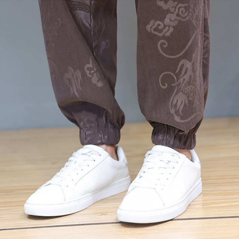 Ensemble veste et pantalon en velours côtelé de coton, manches longues, poches, motif dragon et grenouille, 2 pièces, automne-hiver, Buddha Stones - image 11