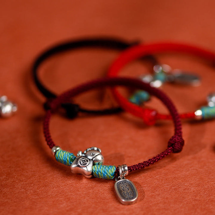 Bracelet de cheville porte-bonheur tressé en argent sterling 999 avec breloque « Paix et Joie » et Buddha Stones, année du Cheval. - image 18