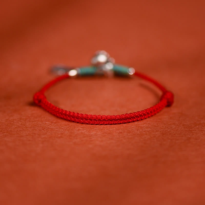 Bracelet de cheville porte-bonheur tressé en argent sterling 999 avec breloque « Paix et Joie » et Buddha Stones, année du Cheval. - image 3