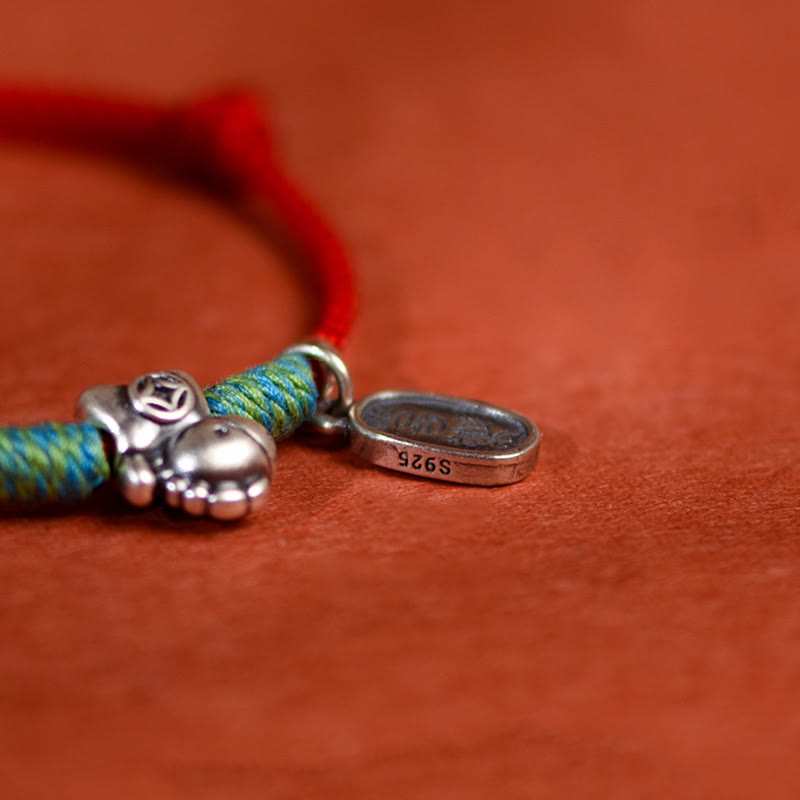 Bracelet de cheville porte-bonheur tressé en argent sterling 999 avec breloque « Paix et Joie » et Buddha Stones, année du Cheval. - image 8