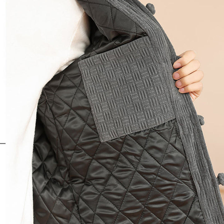 Ensemble veste et pantalon en coton uni à manches longues et poches, motif Buddha Stones, coloris hiver 2 pièces. - image 12