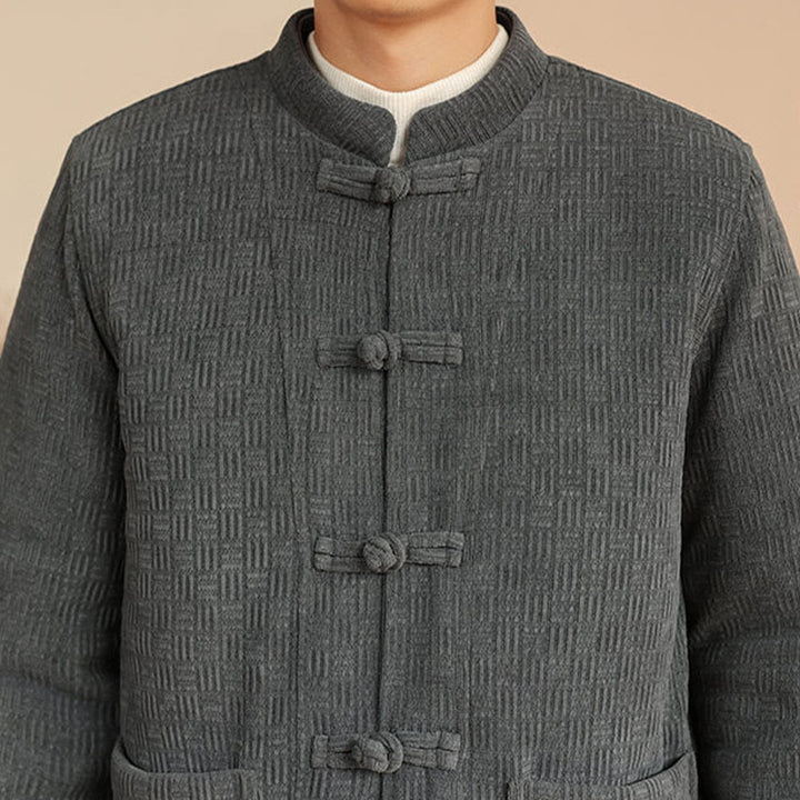 Ensemble veste et pantalon en coton uni à manches longues et poches, motif Buddha Stones, coloris hiver 2 pièces. - image 9