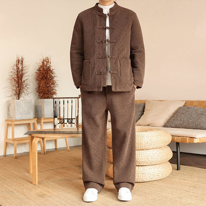 Ensemble veste et pantalon en coton uni à manches longues et poches, motif Buddha Stones, coloris hiver 2 pièces. - Pérou - US/UK/AU46，EU56 (5XL) - image 25