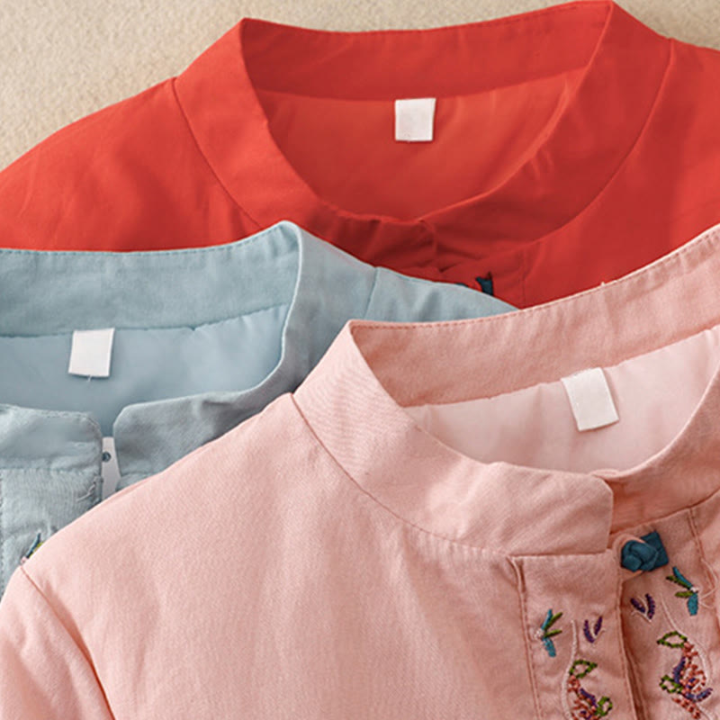 Veste thermique femme à manches longues, broderie florale hivernale et boutons brandebourg, Buddha Stones - image 24