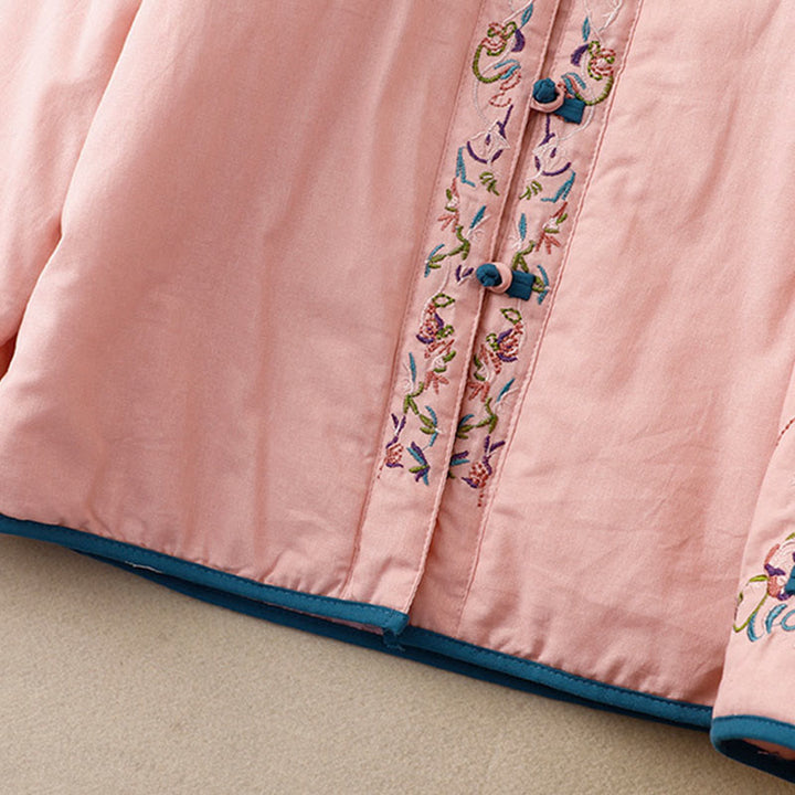 Veste thermique femme à manches longues, broderie florale hivernale et boutons brandebourg, Buddha Stones - image 10