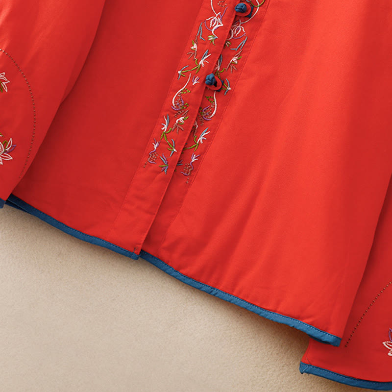 Veste thermique femme à manches longues, broderie florale hivernale et boutons brandebourg, Buddha Stones - image 20