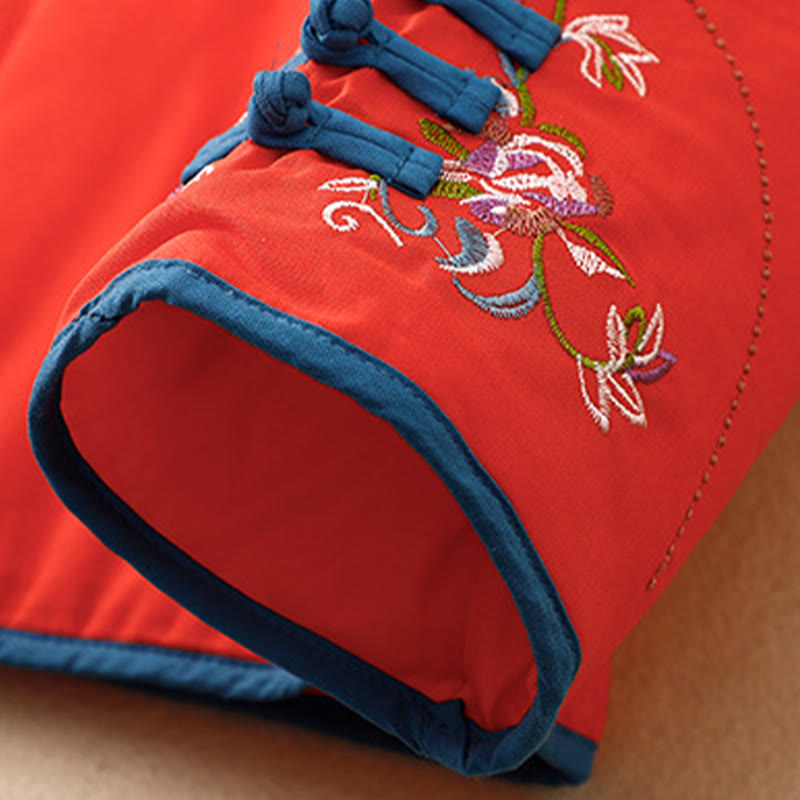 Veste thermique femme à manches longues, broderie florale hivernale et boutons brandebourg, Buddha Stones - image 22