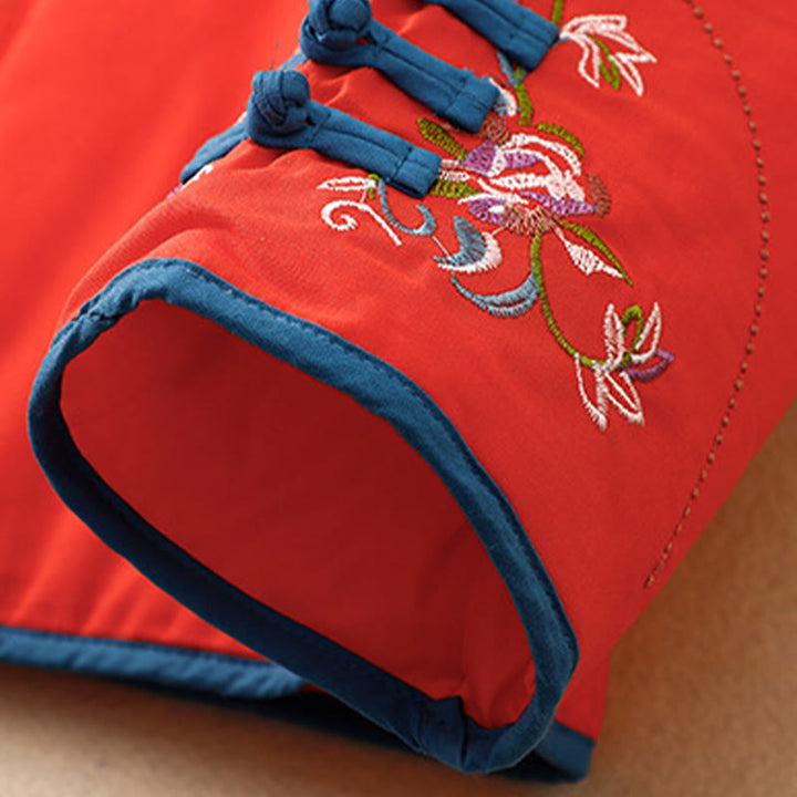 Veste thermique femme à manches longues, broderie florale hivernale et boutons brandebourg, Buddha Stones - image 22